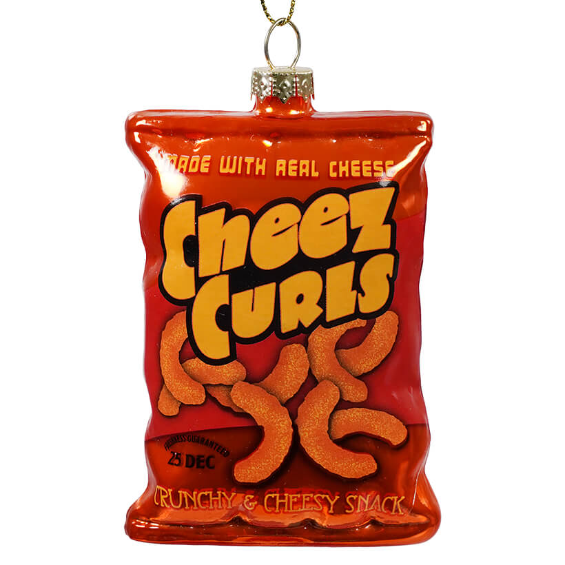 Glass Cheez Curls Snack Bag Ornament
