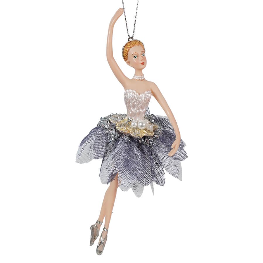 Kurt Adler Off White and Silver Grey Ballerinas Ornament 3 Assorted