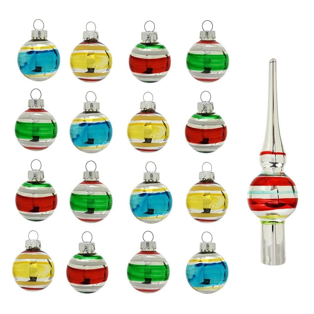 Colorful Mini Glass Ornament Set for Christmas by Kurt Adler