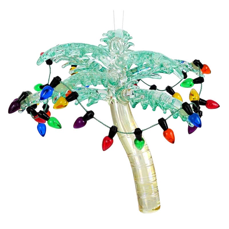 palm plant with bulb Palm Tree with Light Bulb Garland Ornament