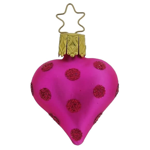 Hot Pink Dotted Heart Ornament