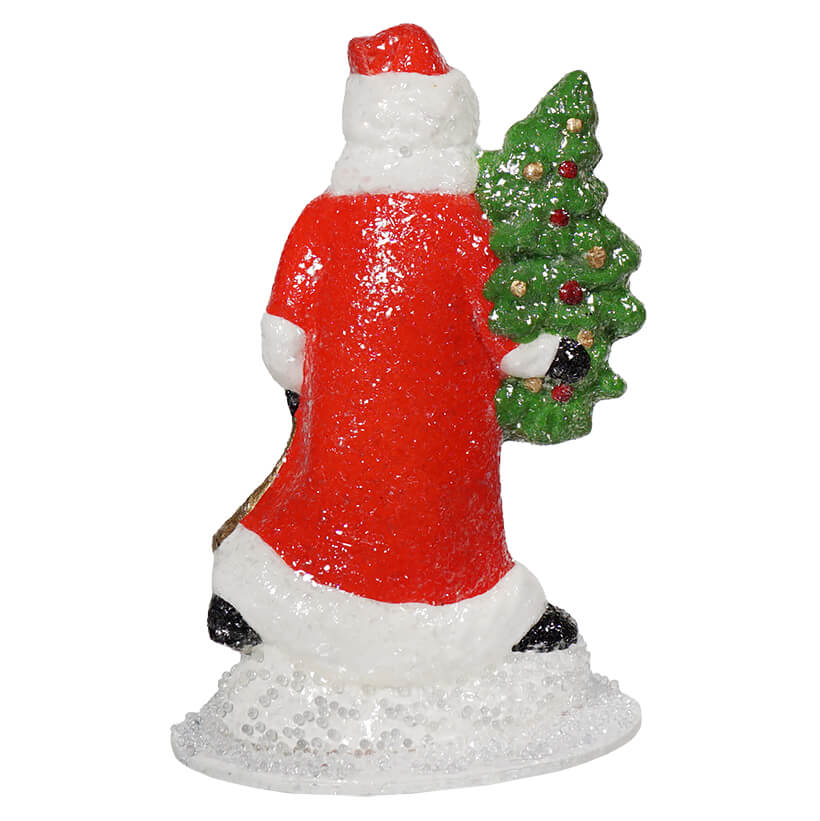 Glittered Santa Holding Tree & Presents