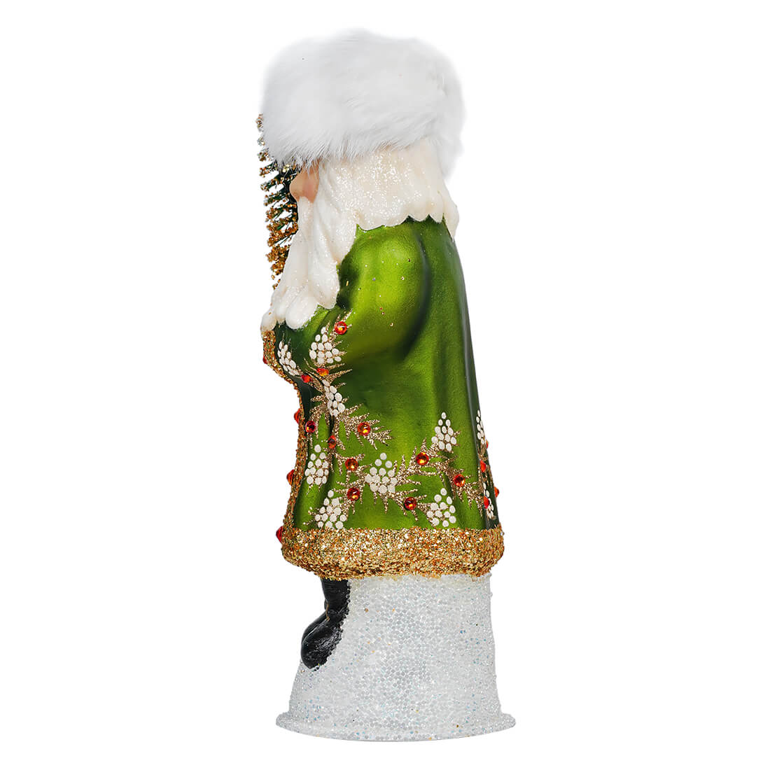 Ino Schaller Green & Gold Russian Santa With Swarovski Crystals