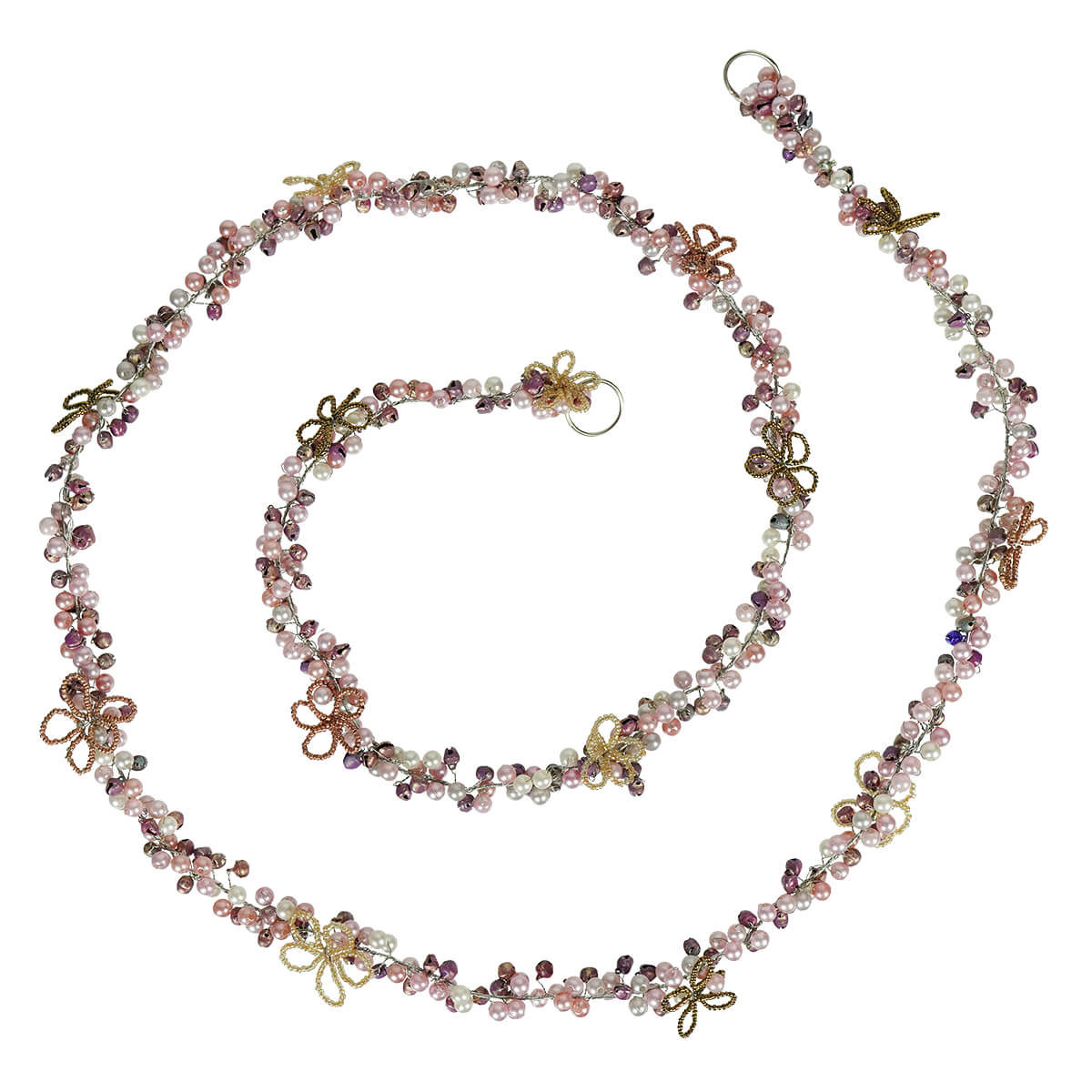 Pastel Colored Glass Bead Garland With Flowers