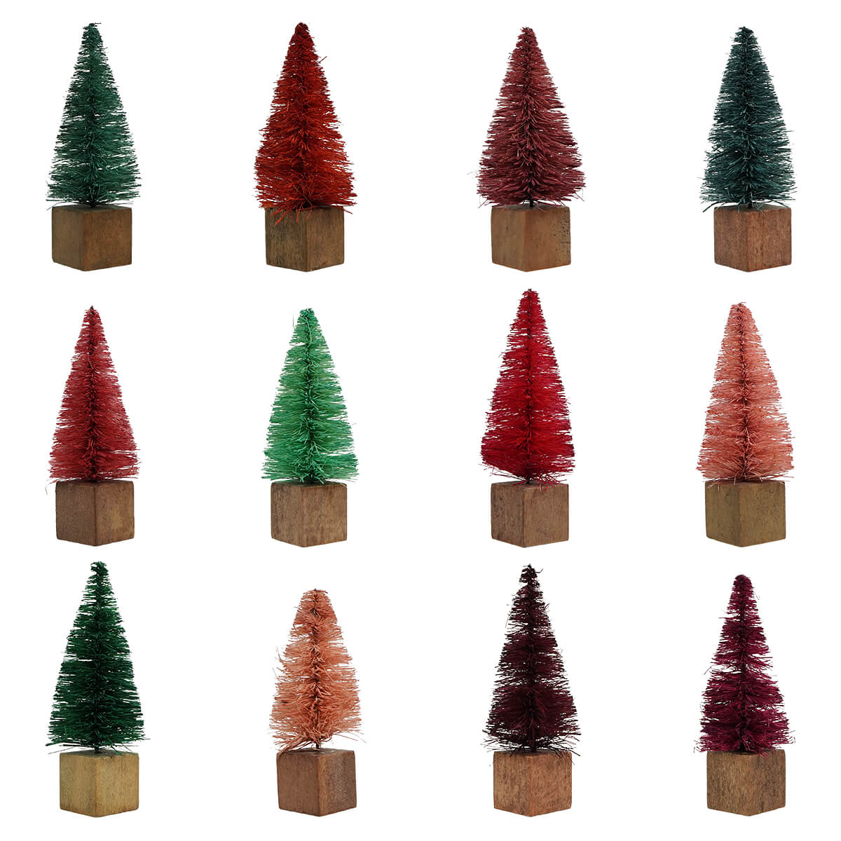 Multi Colored Bottle Brush Trees In Box Set/12