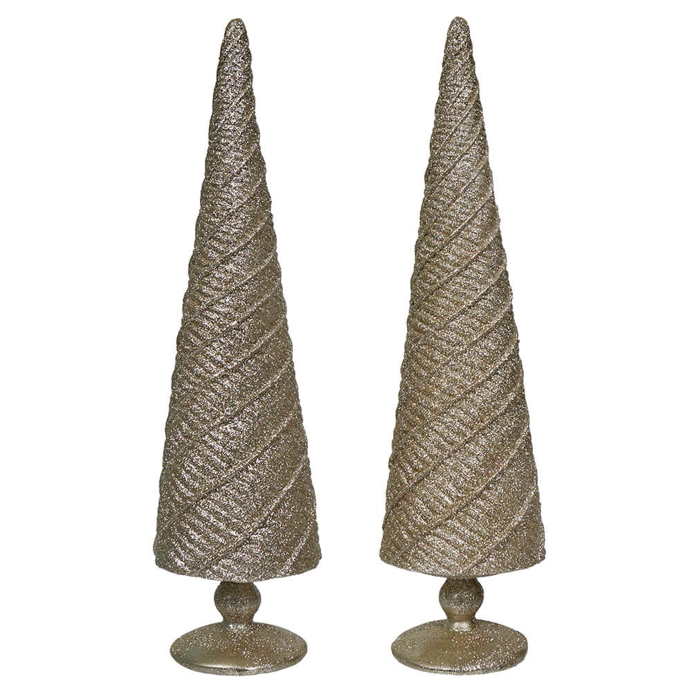 Champagne Spiral Embossed Resin Trees Set/2