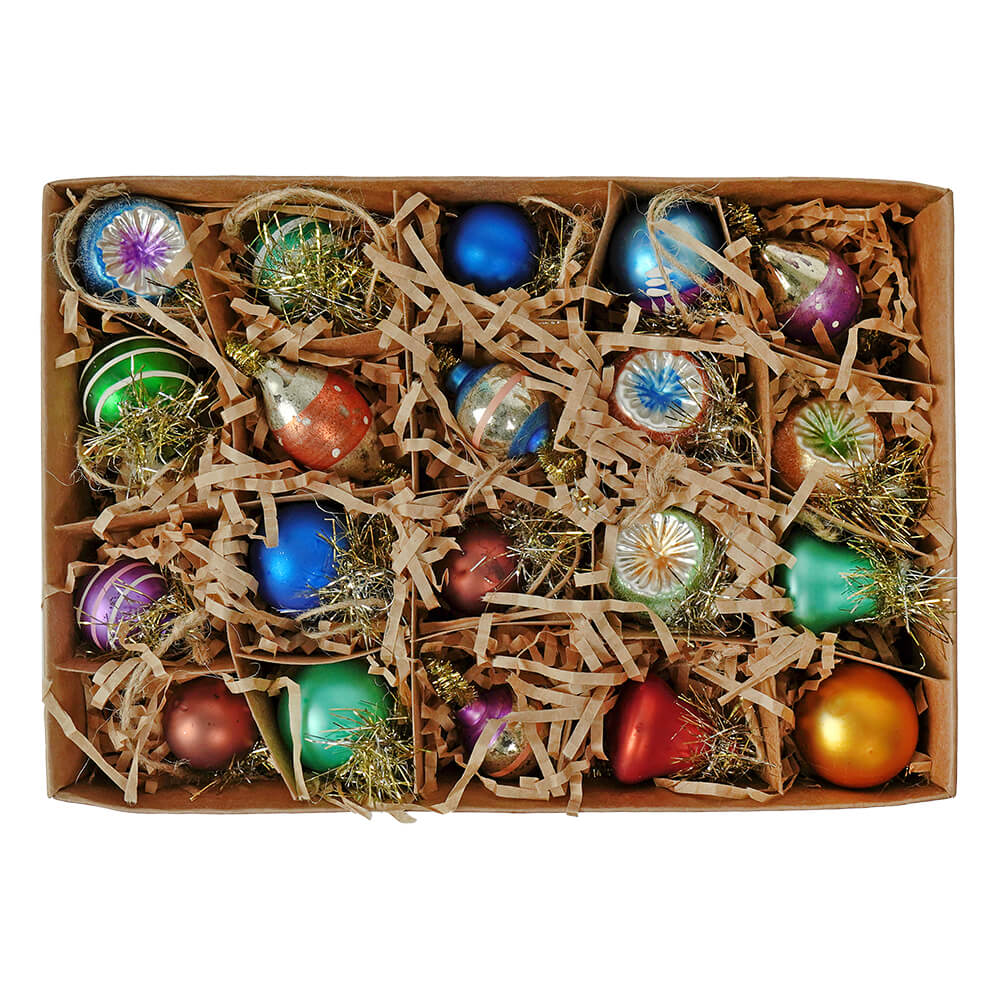Multi Colored Glass Ornaments Boxed Set/20