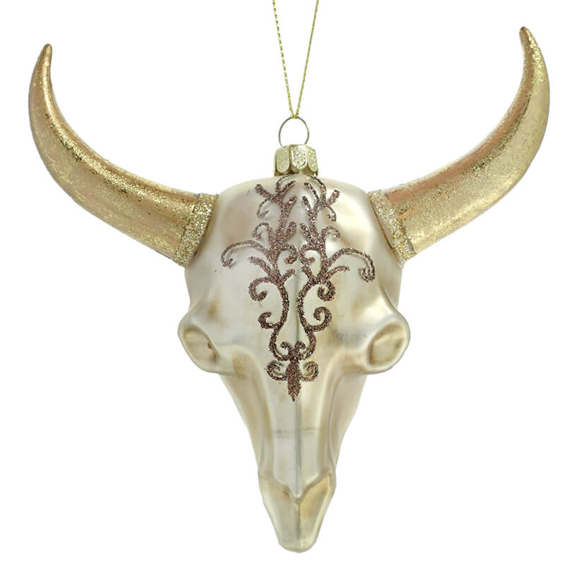 Gold Steer Skull Ornament