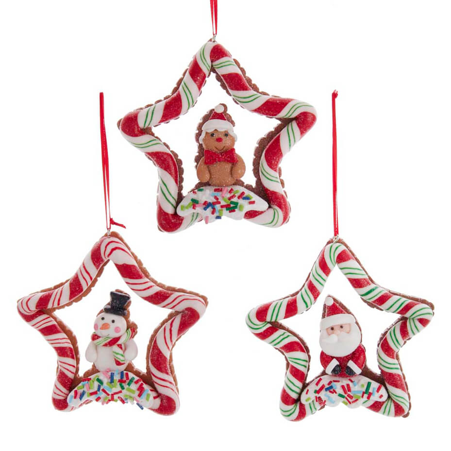 Candy Stripe Star Ornaments Set/3