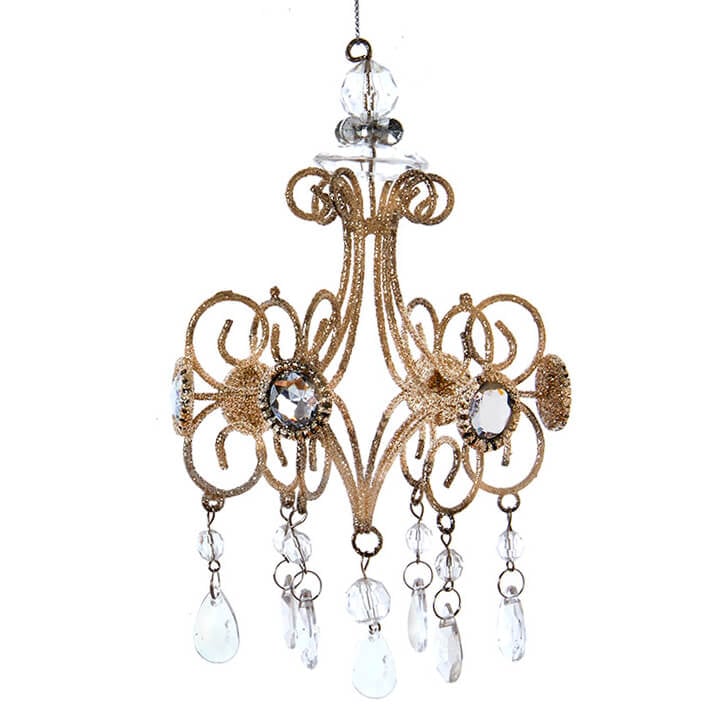 Jeweled Light Gold Chandelier Ornament