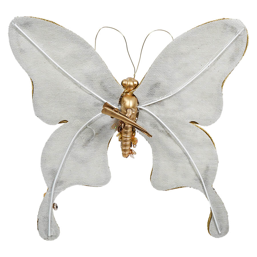 Green Glittered & Jeweled Butterfly Ornament