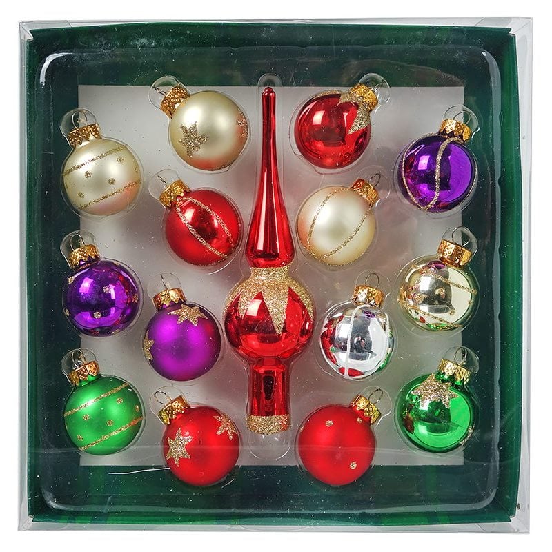 Mini Multicolor Finial and Ball Ornament Set/15