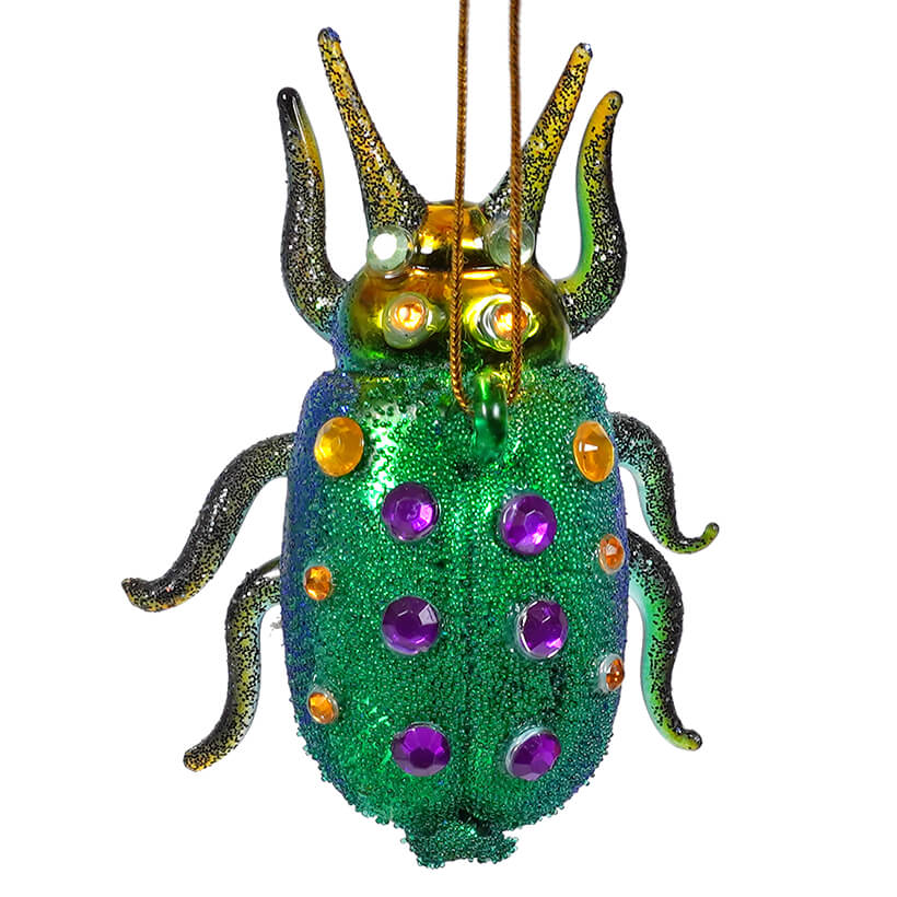 Turquoise Horned Tiny Beetle Ornament