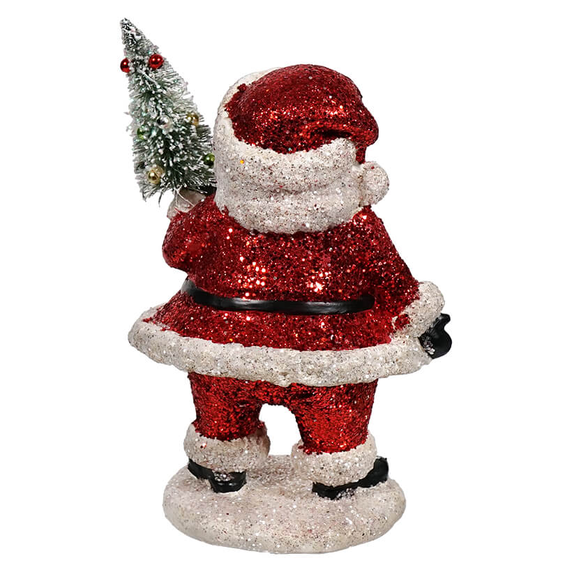 Red Glittered Santa With Tree