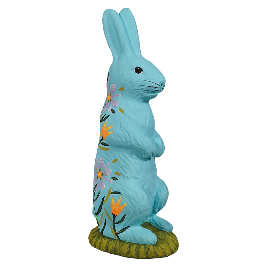 Blue Hand Painted Standing Tabletop Bunny