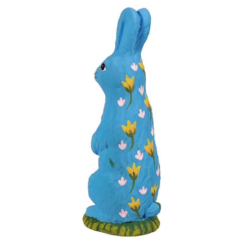 Standing Hand Painted Blue Chocolate Bunny