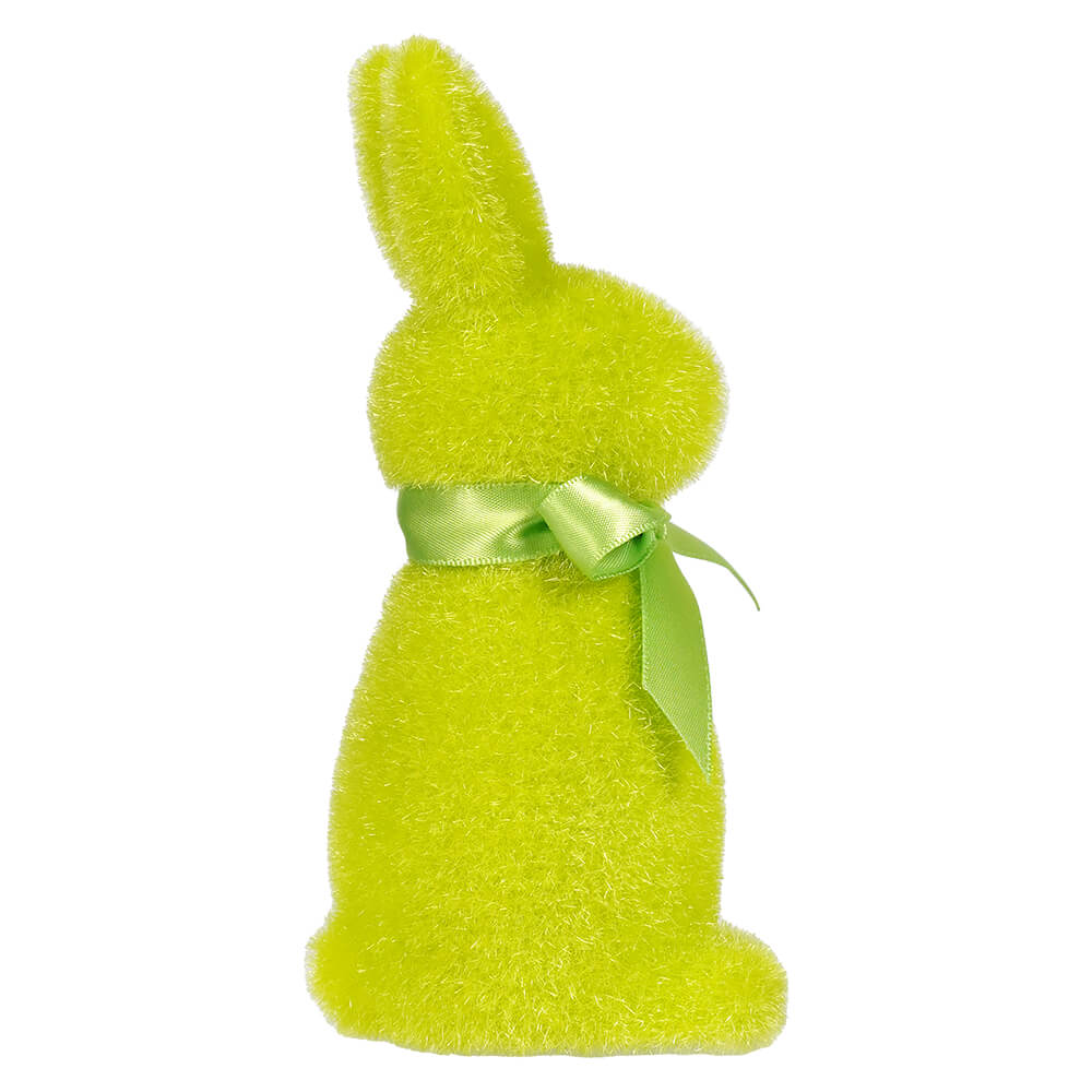 Green Flocked Button Nose Bunny