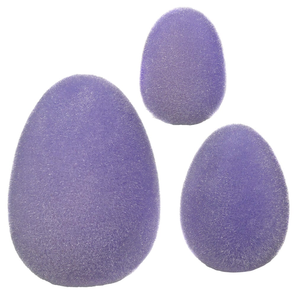 Flocked Purple Eggs Set/3