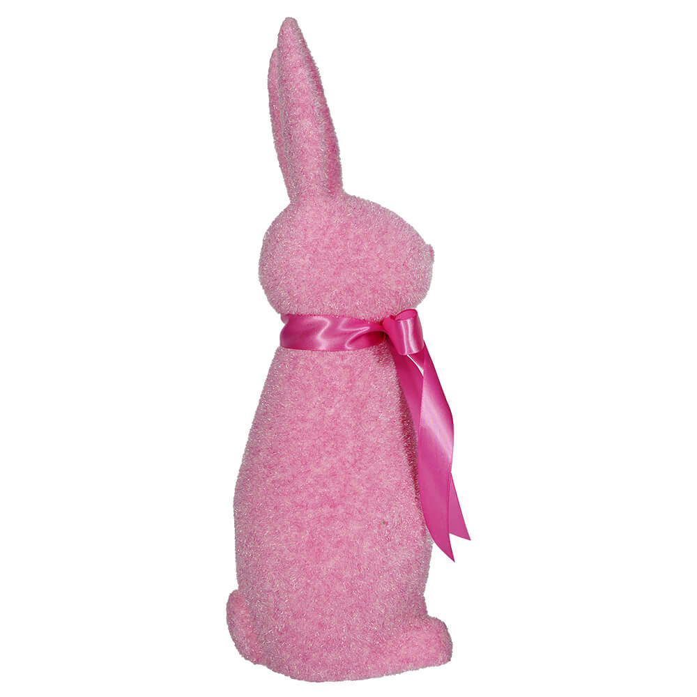 Flocked Pastel Pink Button Nose Bunny