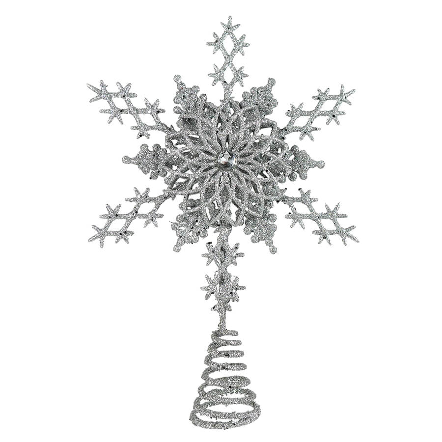 Silver Star Snowflake Tree Topper