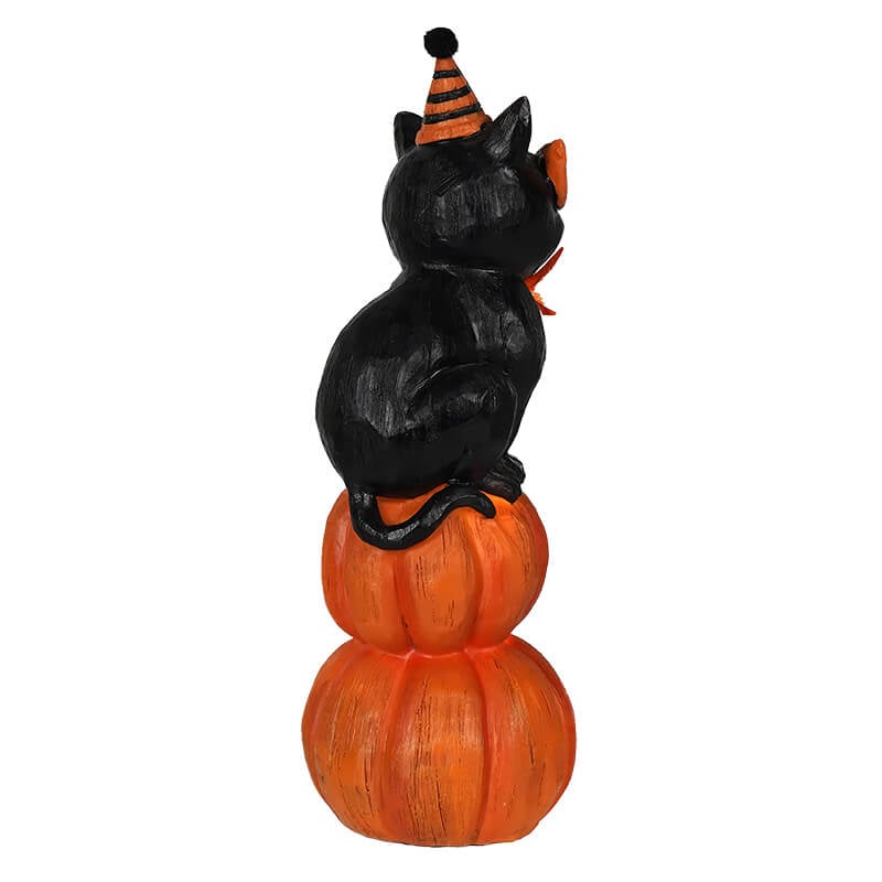 Black Cat on LED Trick or Treat Pumpkins