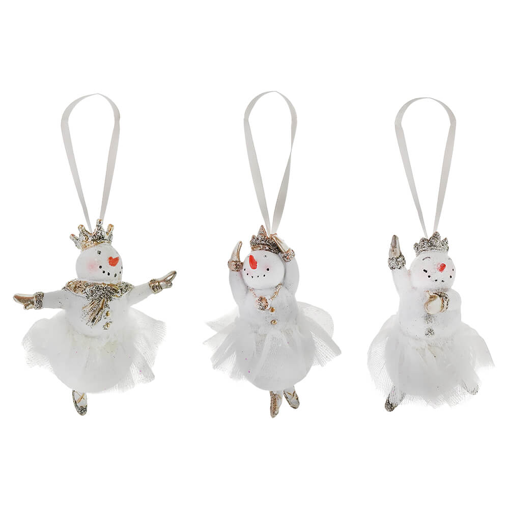 Snow Lady Ballerinas With Tulle Tutu Ornaments Set/3