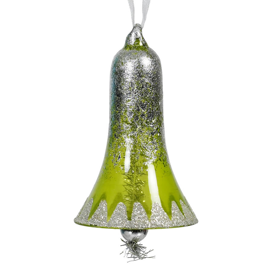 Retro Green Glass Bell Ornament