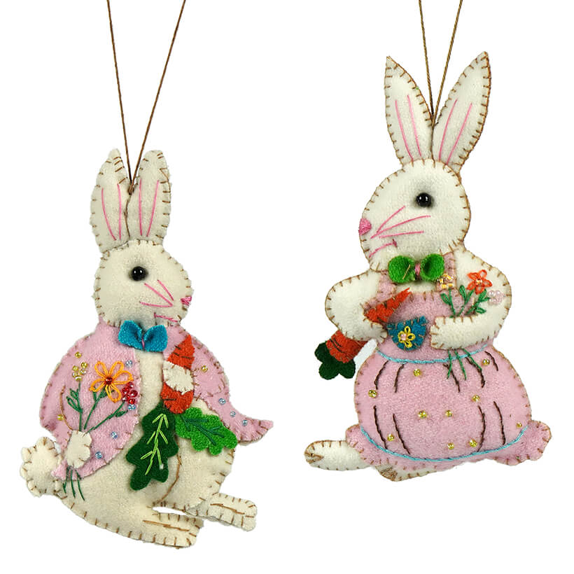White Rabbit Couple Ornaments Set/2
