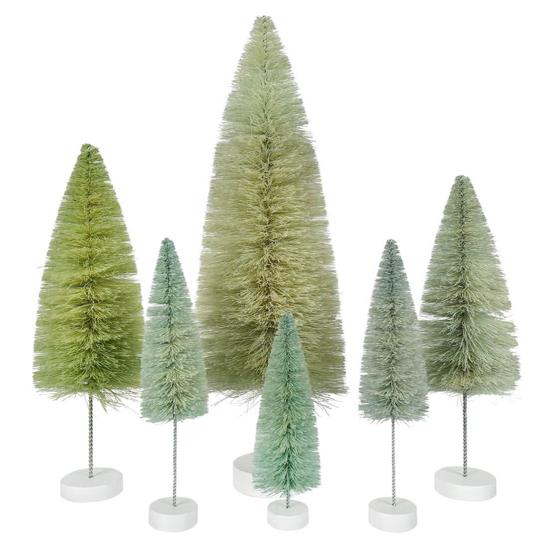 Winter Green Spectrum Trees Set/6