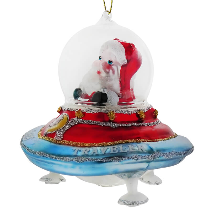 Santa Flying Saucer Ornament