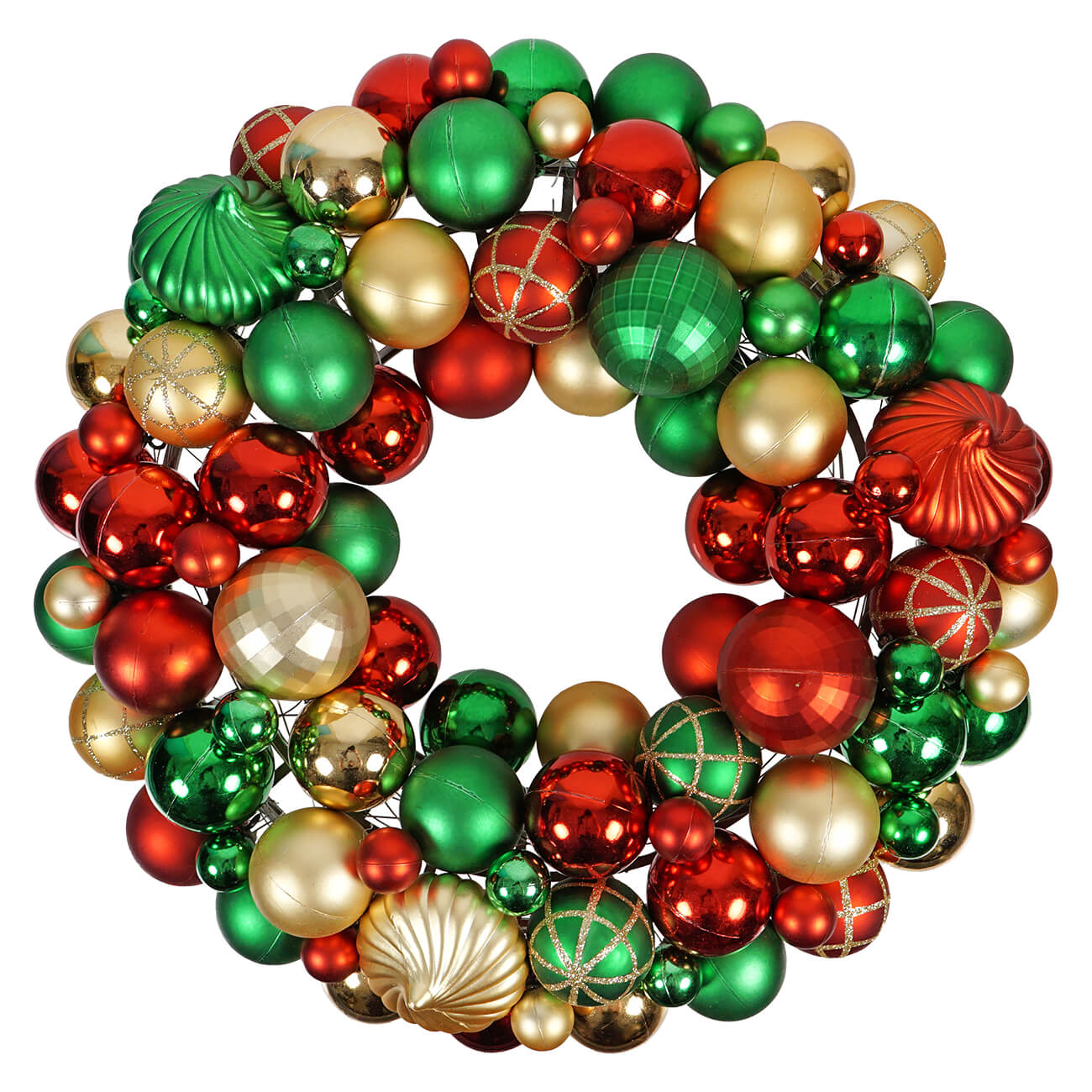 Green, Gold & Red Mixed Ball & Onion Wreath