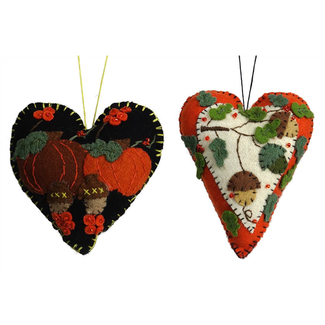 Mini Fall Heart Ornaments Set/2