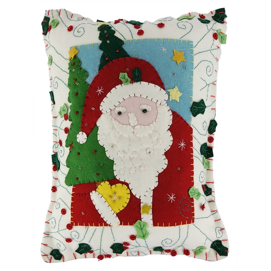 Folk Art Santa Carrying A Tree Pillow