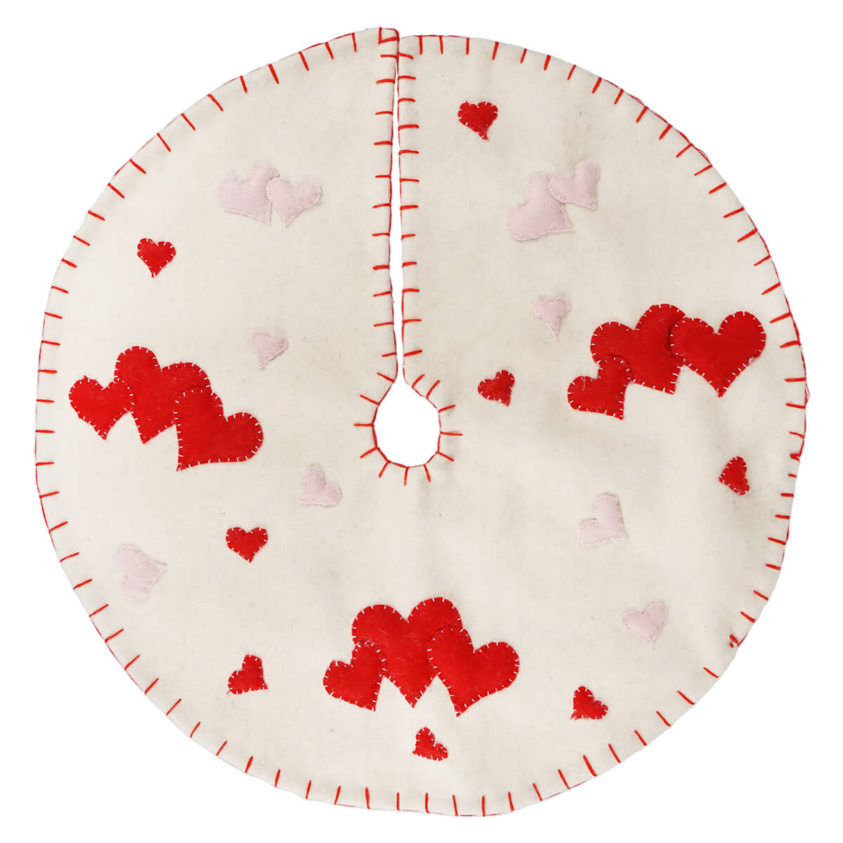 Beige Tree Skirt With Red & Pink Hearts