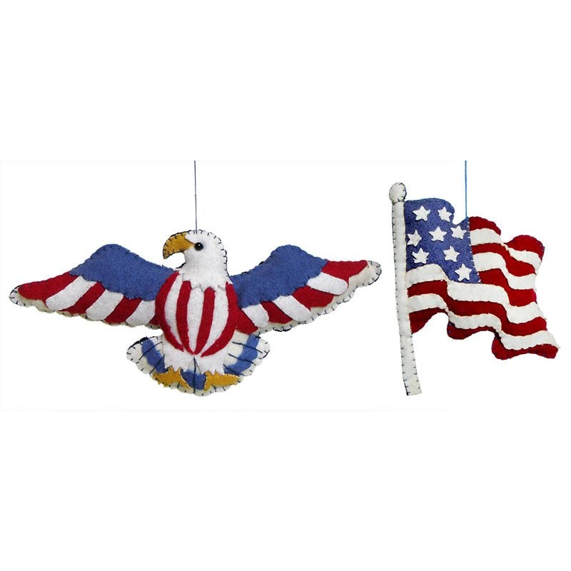 Eagle & Flag Ornaments Set/2