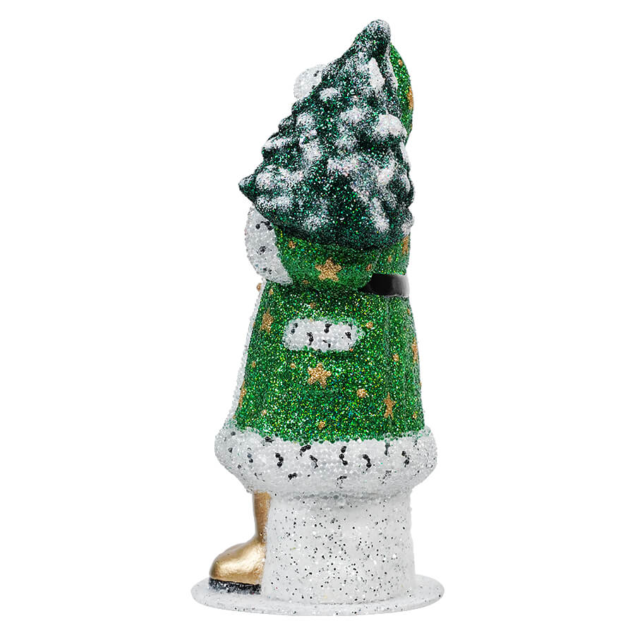 Ino Schaller Green Beaded & Glittered Gold Stars Santa