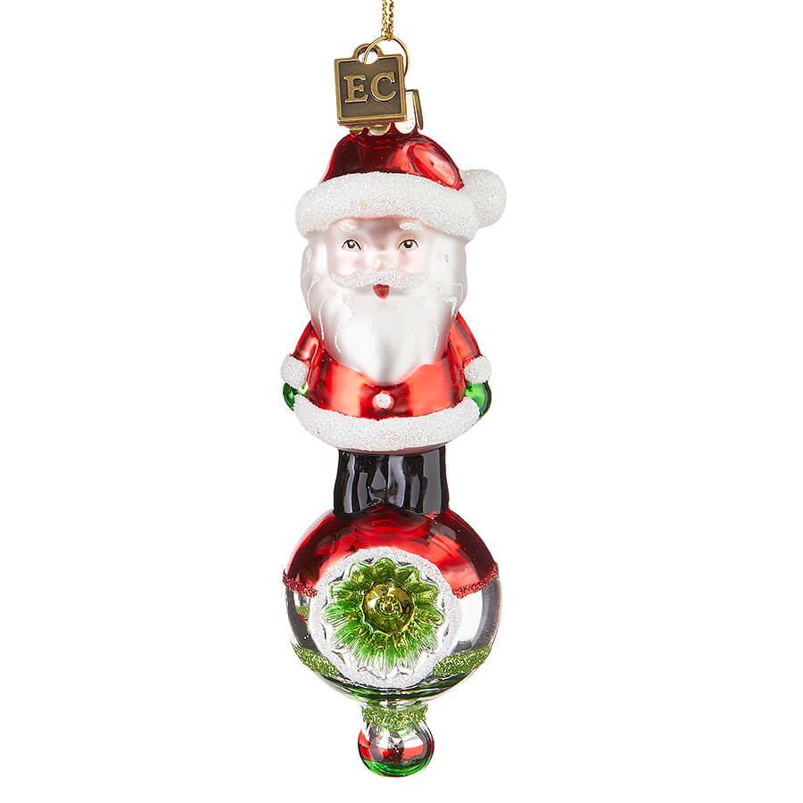 Retro Santa Red & Green Ball Ornament