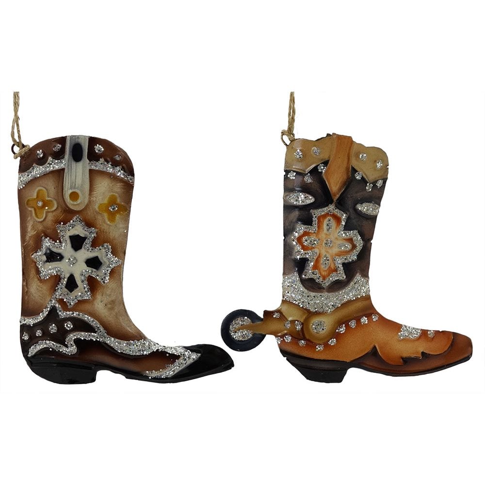 Tin Cowboy Boot Ornaments Set/2
