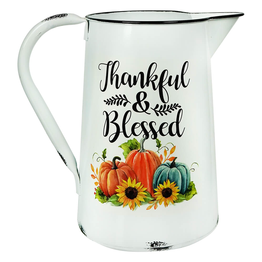 Metal Thankful & Blessed Harvest Pitcher