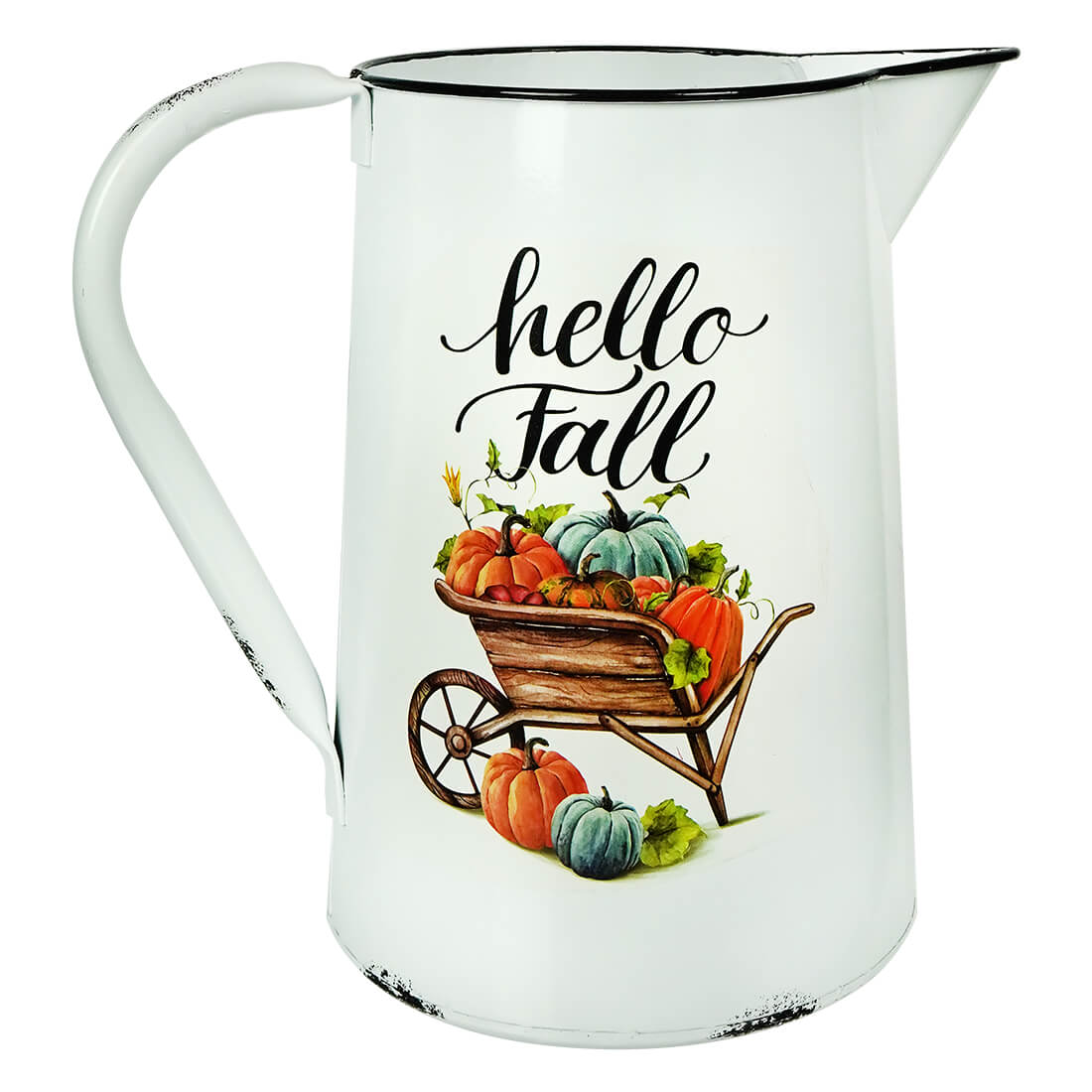 Metal Hello Fall Harvest Pitcher