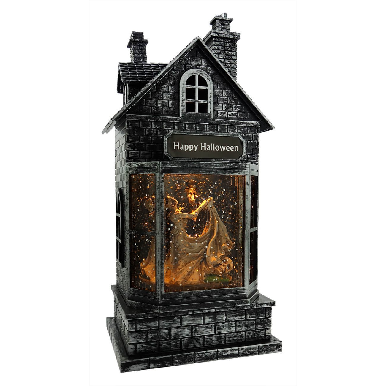 Skeleton Couple Dancing in the Window Lighted Water Lantern