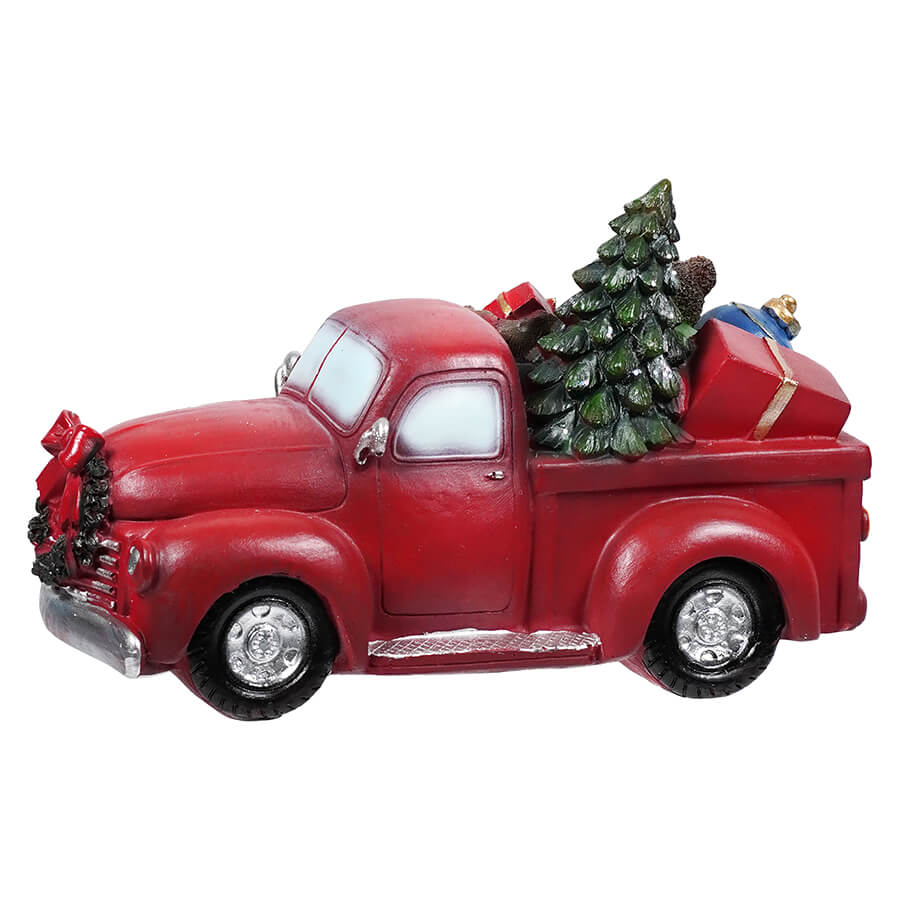 Holiday Red Truck With Santa Delivering Toys