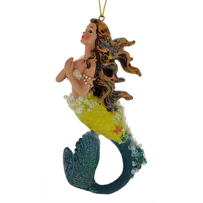 Swimming Yellow Mermaid Ornament