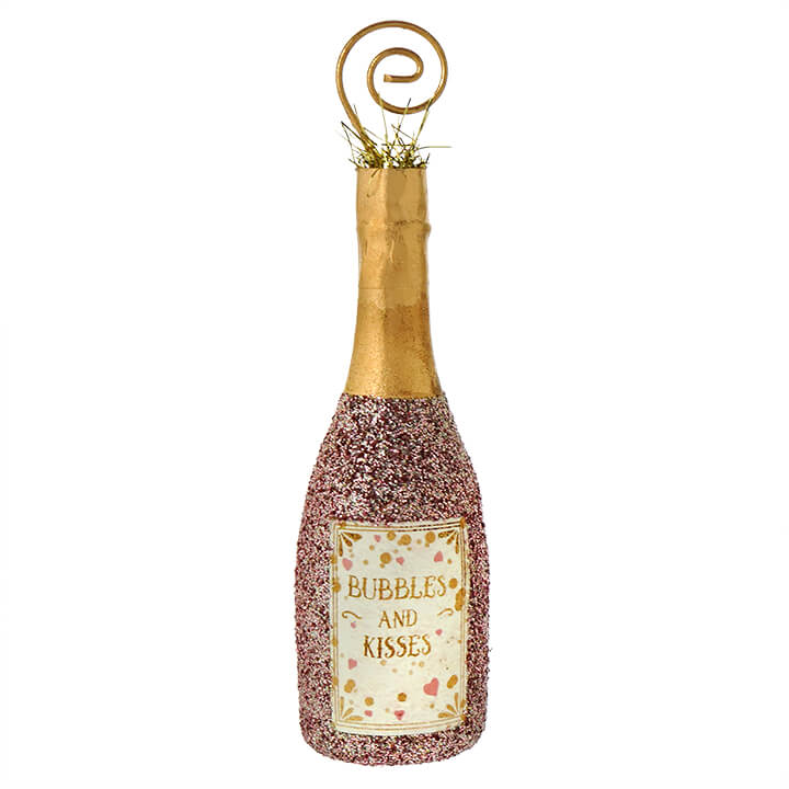 Pink Bubbles and Kisses Champagne Ornament / Place Card Holder