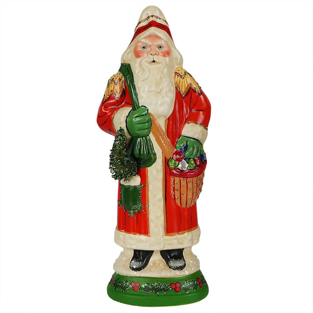 Ornate European Father Christmas With Sack And Tree