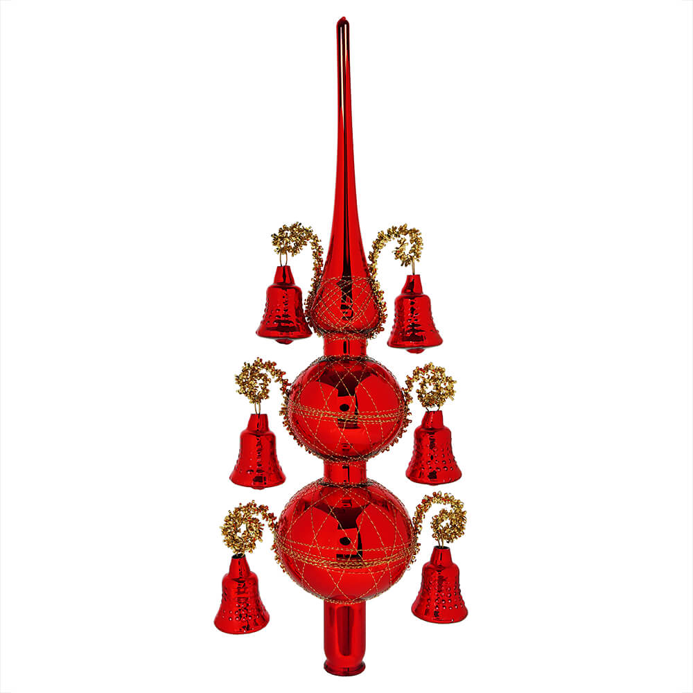 Shiny Red Six Bell Tree Topper