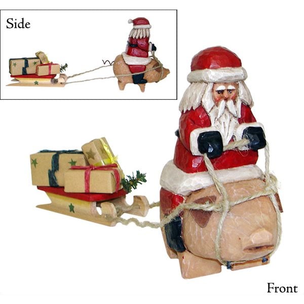 Santa On Pig Pulling A Sled