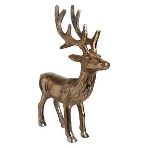 10 inch antique gold reindeer figurine with detailed antlers and textured body gold reindeer decor for christmas