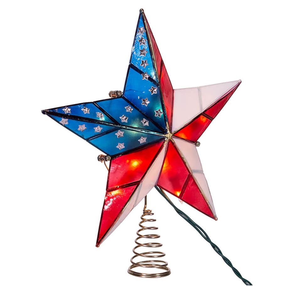 10-Light Capiz American Flag Inspired Star Treetop - Patriotic