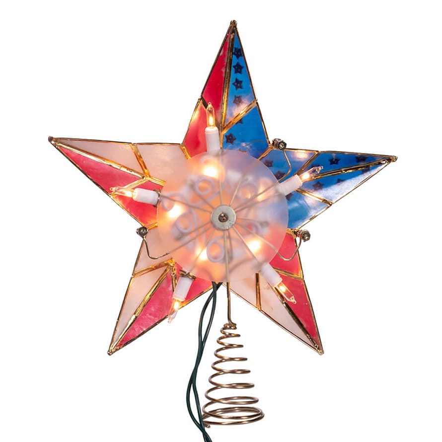 10-Light Capiz American Flag Inspired Star Treetop - Patriotic